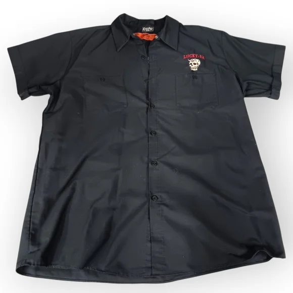 Lucky 13 RedKap Biker Skull Button Down  - XL - Picture 2 of 5